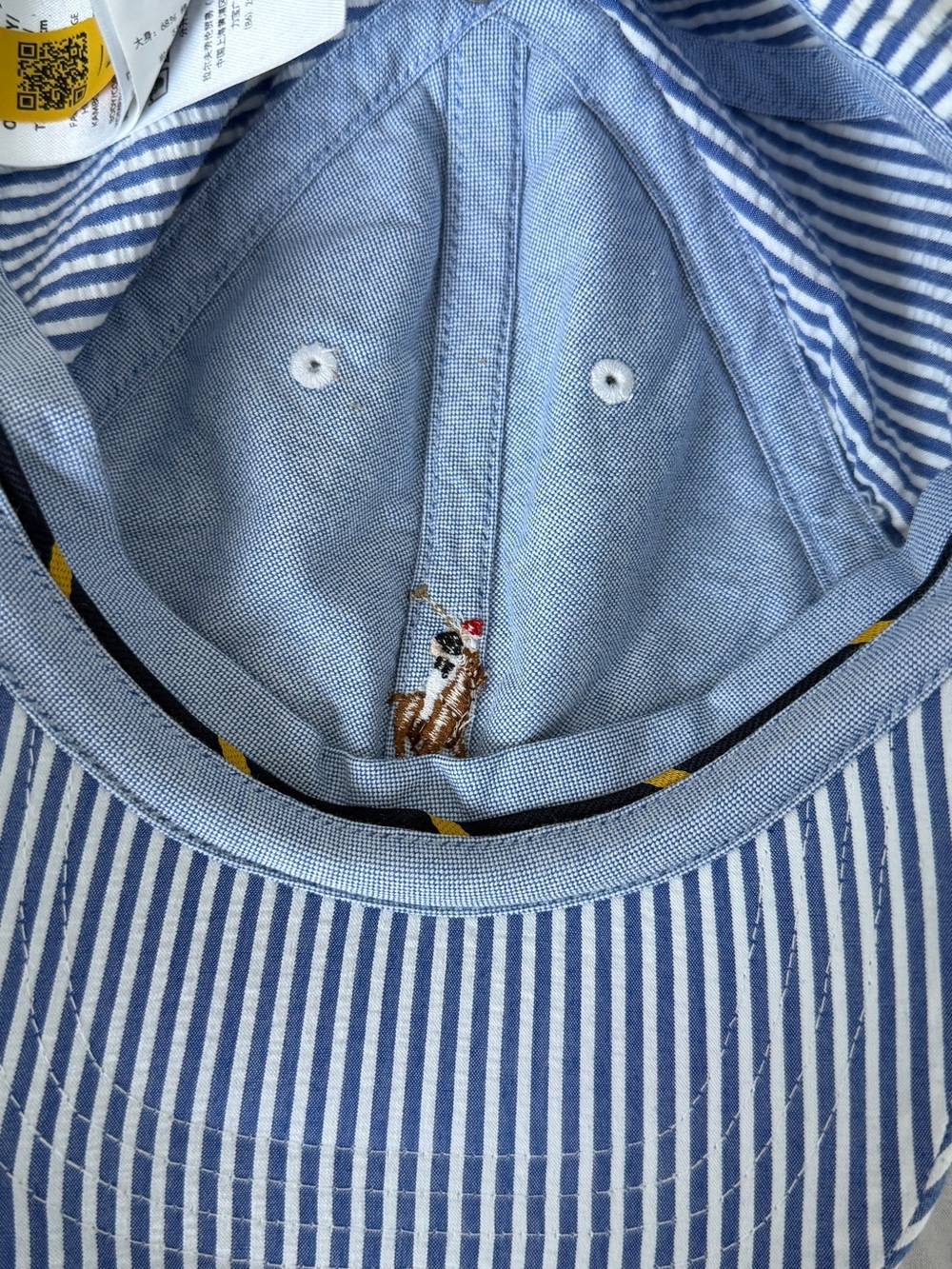 Polo by Ralph Lauren Blue & White Striped Seersucker Cap. NWOT - Picture 5 of 6
